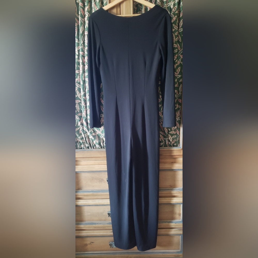 DESIGNER ANNE KLEIN ll VINTAGE VERY RARE JUMPSUIT Black Rayon/Polyester Sz 6